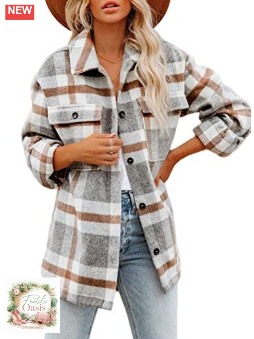 Women's Plaid Flannel Button Down Shirt Jacket Oversized Fall Layering